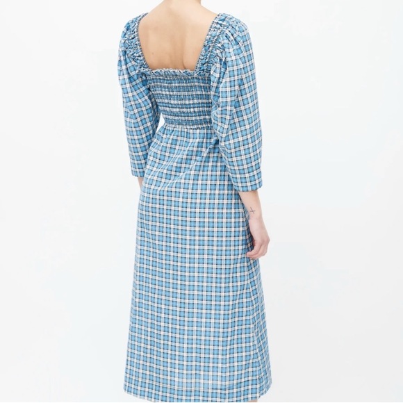 Ganni Searsucker Checkered Midi Dress Size 36/Size 4 - Picture 2 of 5